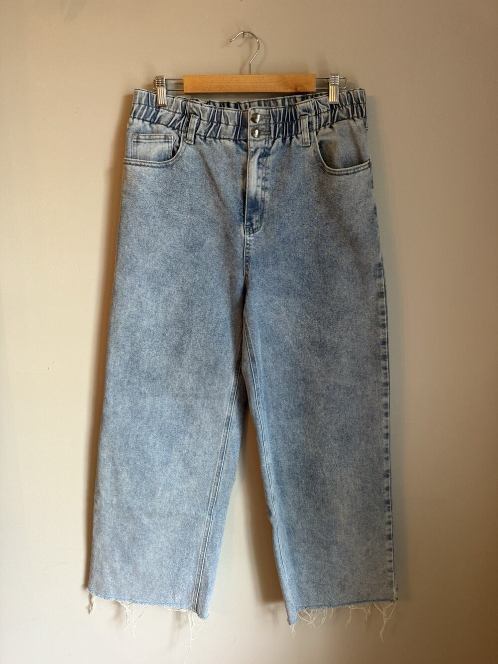 Three Bird Nest L Wide Leg Jeans Boho Indie Baggy Elastic Waist Denim